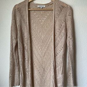 Long Knit Apricot Beige Cardigan